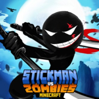Stickman vs Zombies Minecraft Logo — Free Browser Game on Fuxien